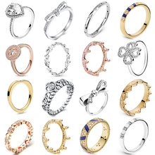 Octbyna классический кристалл бренд кольцо для женщин Циркон высокого качества бант-узел Корона талисманы Свадебное обручальное кольцо Ювелирные изделия Подарки