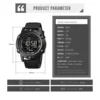 SKMEI Top Band Swimming Digital Sports Watch Mens 10Bar Waterproof Countdown LED Light Wristwatches Alarm 6
