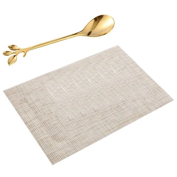 

8 Pcs Ice-Cream Tea Stirring Spoons Espresso Spoons Cutlery Kitchen Tableware & 8 Pcs Household Table Mats