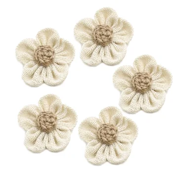 

5pcs/set Handmade Jute Burlap Flower Natural Vintage Hessian Burlap Flower for Wedding Party Decor DIY Arts Crafts SewingTool