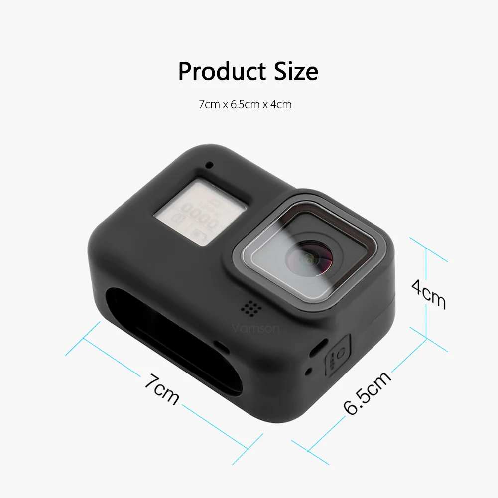 Черный чехол Vamso для GoPro Hero 8, защитный силиконовый чехол для камеры GoPro Hero 8 Black Hero VP653