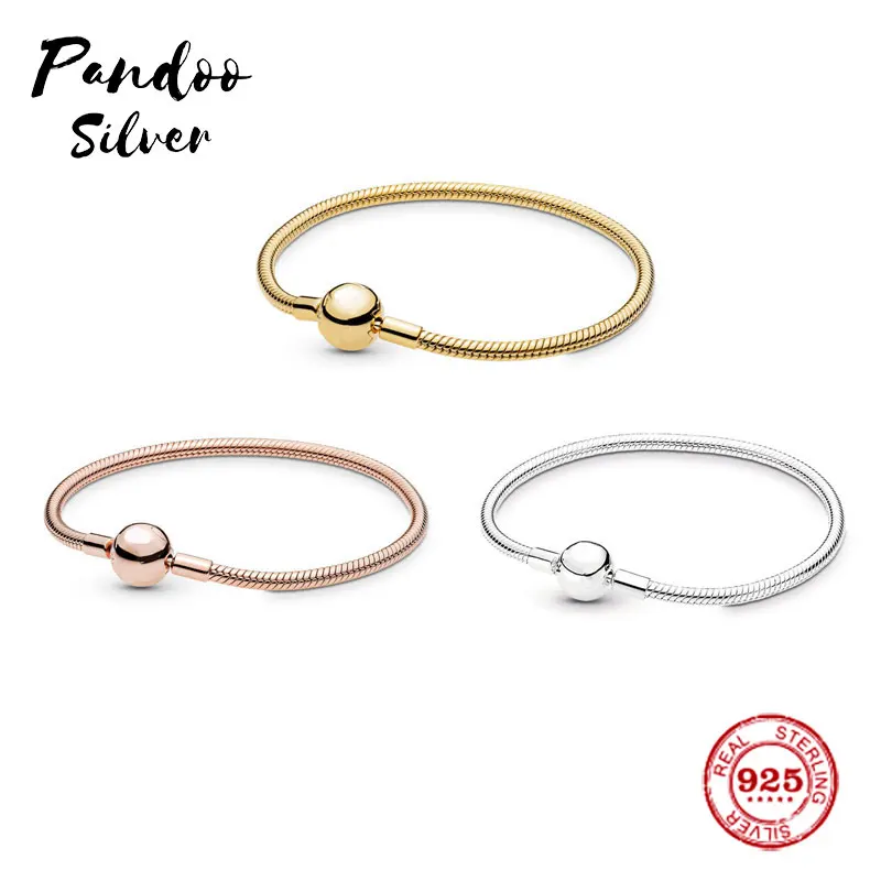 Мода Шарм серебро 925 копировальный браслет, регулируемый браслет с шармами цепи безопасности Сделай Сам браслет из бусин женский ювелирный подарок с логотипом