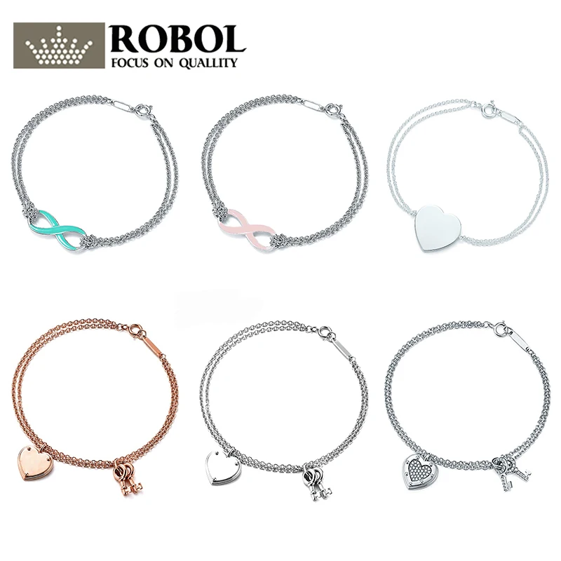 

SL 02 TFB RLLEN High Quality Original 925 Sterling Silver Love Key Classic Elegant Bracelet with Logo Woman Girl Jewelry Gift