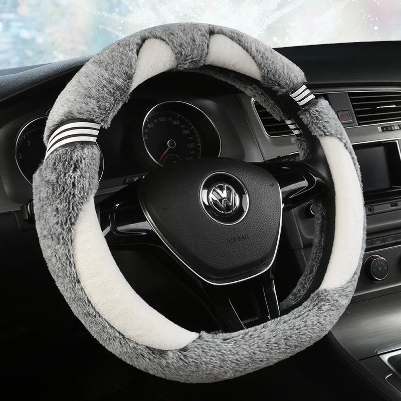 

Car Steering Wheel Cover D Shape Soft Short plush Winter For Nissan Qashqai J11 X-trail T32 For Kia Sportage Optima GOLF 7 2015