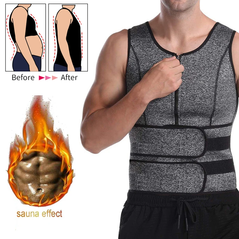 Men Waist Trainer Fitness Body Shaper Vest Slimming Shirt Sauna Sweat Vest Compression Undershirt Workout Shapewear