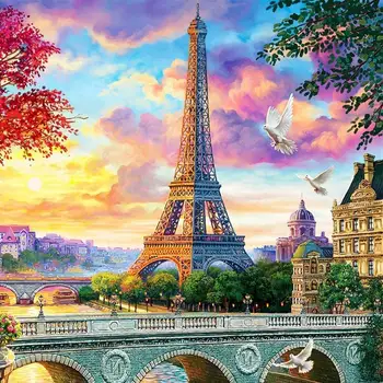 

DIY 5D Handmade Full Round Drills Eiffel Tower and Bridge Diamond Painting Art Craft Gift Cross Stitch Embroidery DIY Home Decor