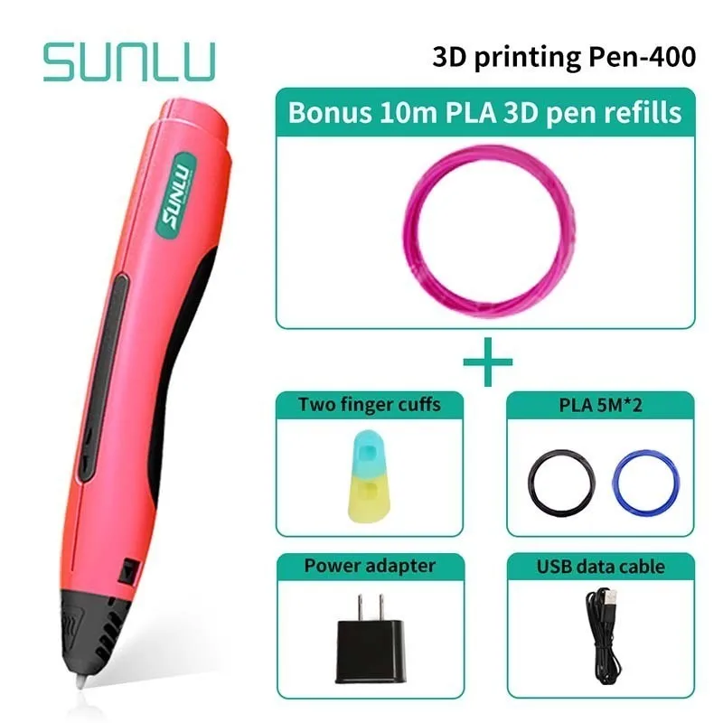 SL-400-10.1-Pink SL-400, комплект, 3D Ручка, детская ручка, 3D Ручка, набор, 3D печать, ручка с 1,75 мм PLA нити, исследуйте инструменты для создания - Цвет: SL-400-10.1-Pink