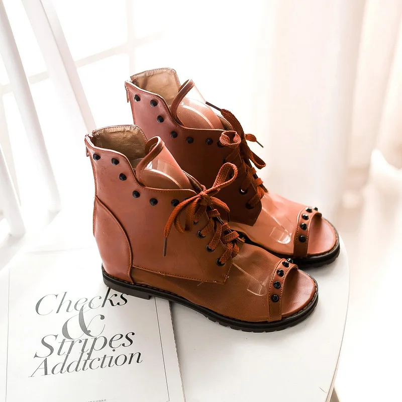 

2019 Women Sandals Summer Shoes Woman Sexy Lace Hollow Peep toe Gladiator Sandals Plus Size 34-43