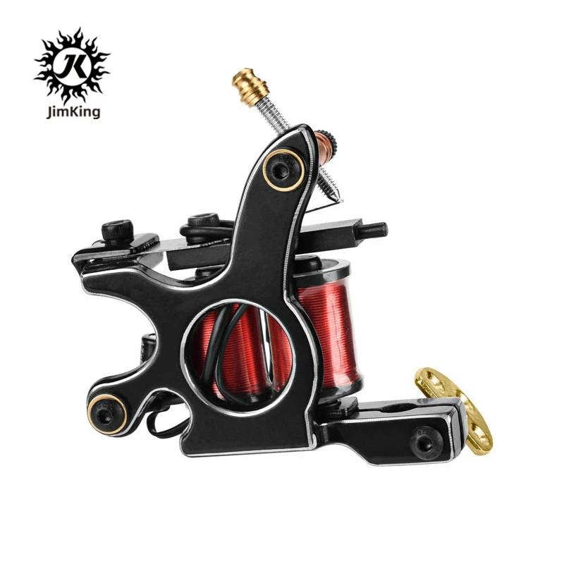 

JimKing Wire Cutting 10 Wrap Coils Tattoo Machine for Liner And Shader Black Color Iron Tattoo Body Art Supplies