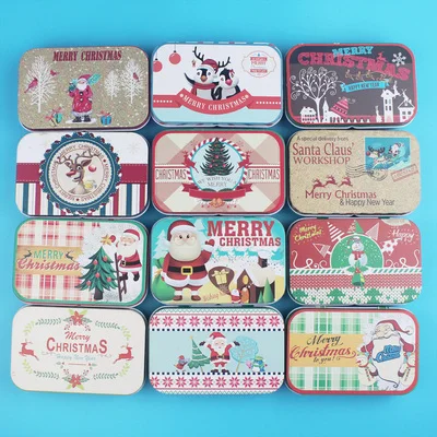 christmas 1 шт. 9,4*5,8*2 см цветная мини жестяная металлическая коробка запечатанные банки упаковочные коробки коробка для конфет, ювелирных изделий маленькие банки для хранения серьги в виде монет коробка 173 - Цвет: christmas