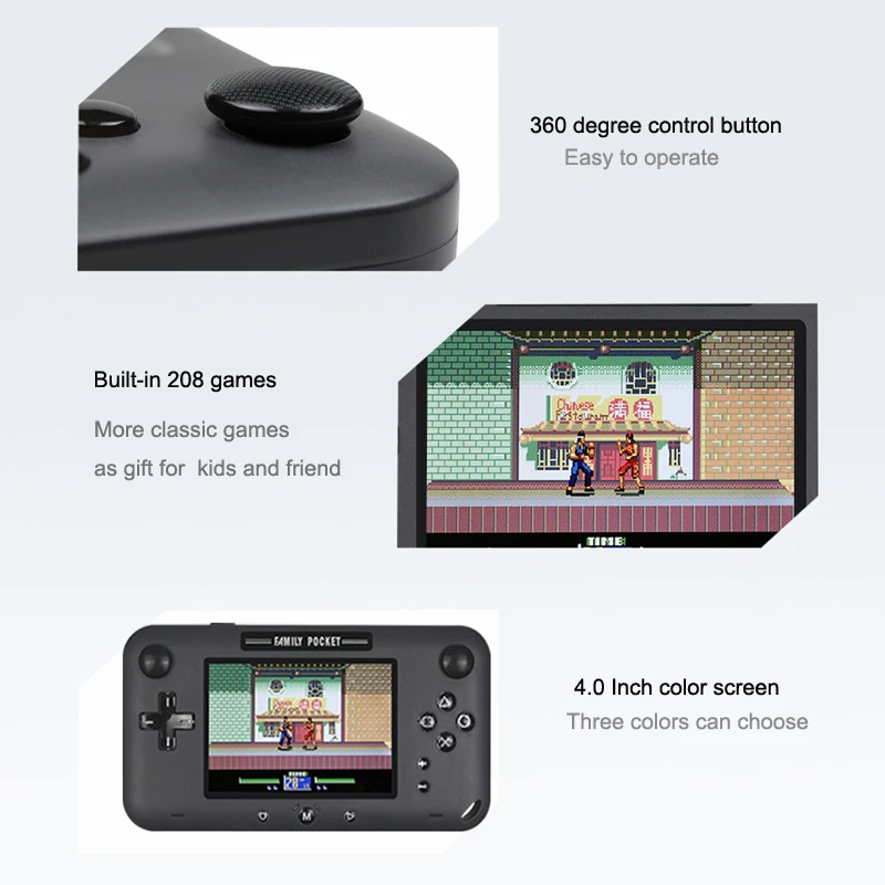 Ретро портативная мини портативная игровая консоль 8 бит 4,0 дюймов видео игра встроенные 208 игры для видео выхода игровая консоль