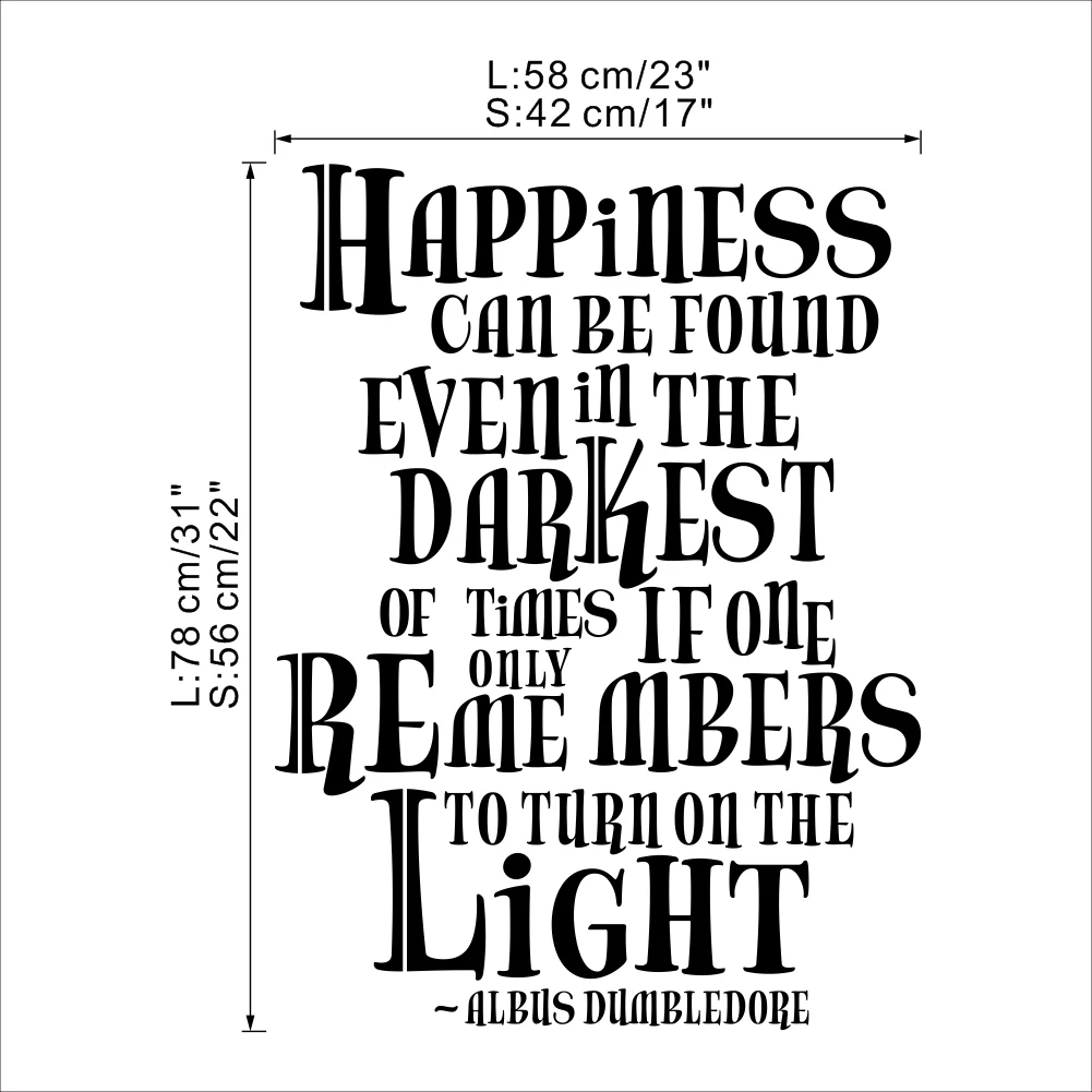 Magic Harry Dumbledore Happiness Can Be Found Wall Typographic Inspirational Wall Sticker Home Art Decal