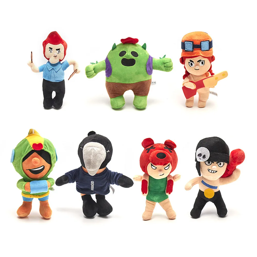 

7pcs/Lot Plush Figure Model Brawl Game Leon Primo Cute Cartoon For Boy Girl Keep Away Fire Pp Cotton Gift Hero Toy Doll
