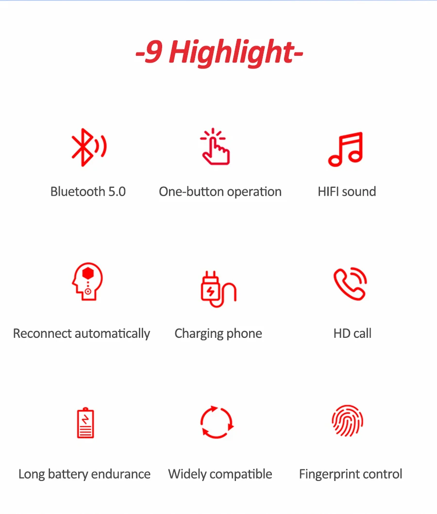 Bluetooth 5,0 TWS наушники 1000 мАч, внешний аккумулятор, гарнитура, беспроводные наушники-вкладыши, Hi-Fi наушники, спортивные, с микрофоном для звонков, для iPhone, Xiaomi