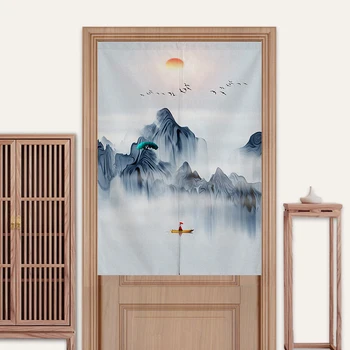 

Ink Door Curtain Chinese Partition Curtain Feng Shui Curtain Bedroom Living Room Decorative Curtain Kitchen Half Curtain