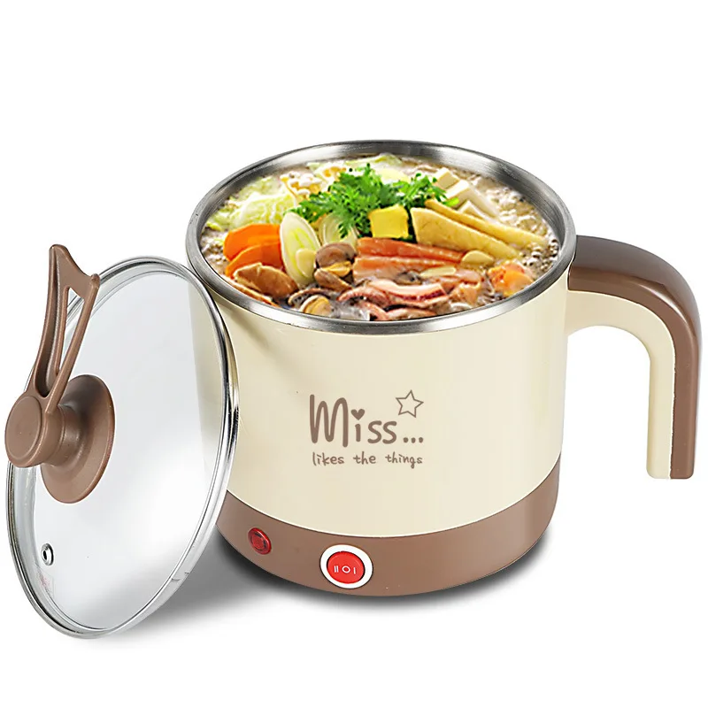 

Electric Heat Pan Small Hot Pot Electric Cooker Noodle Boiler 304 Students Pot Mini Small Electric Hot Pot 1.5L Appliances Gift