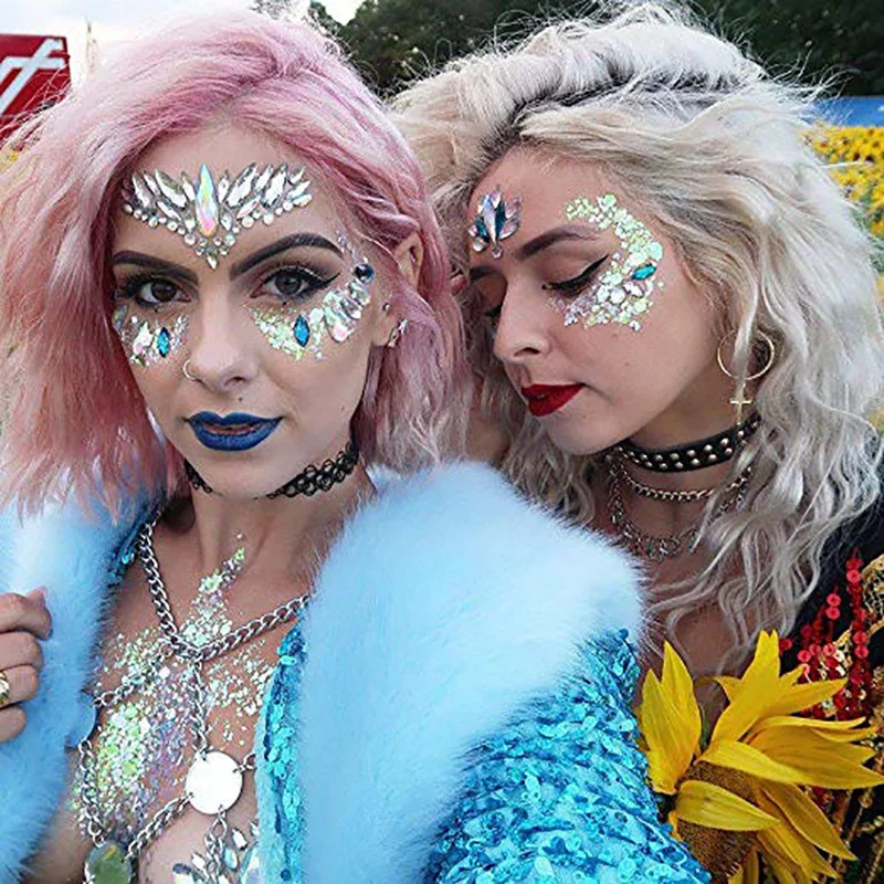 

3D Face Mask Jewelry Face Gems Crystal Mask Glitter Jewels Tattoo Sticker Women Fashion Adornment Party Makeup Stickers Beauty