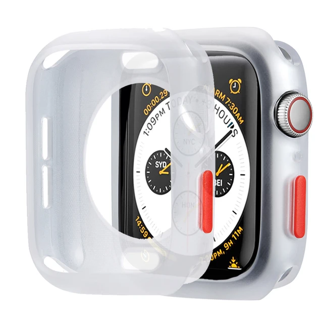 Candy Soft Silicone Case for Apple Watch 6 SE 5 4 3 2 1 42MM 38MM Cover Protection Shell for iWatch 4 5 6 3 2 40MM 44MM  Bumper transparent Red