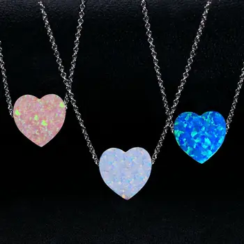 

925 Sterling Silver Fire Opal Love Heart Gemstone Pendant Necklace Wholesale Fine Jewelry