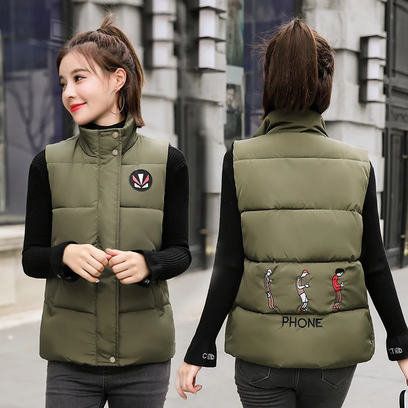 

Autumn winter down vest women new Korean sleeveless stand collar vest jacket large size waistcoat