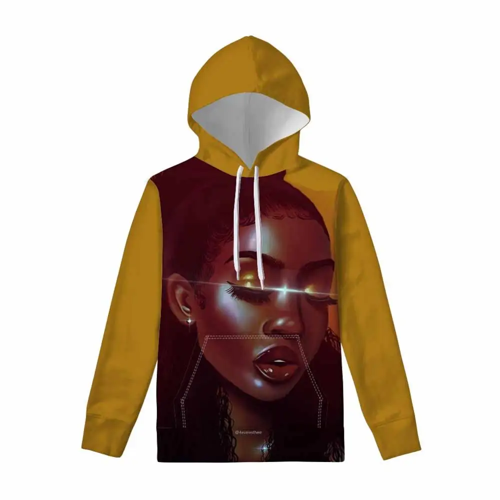 FORUDESIGNS/толстовки для подростков Kawaii женский черный художественный Африканский свитер для девочек Толстовка Дамская мода уличная Толстовка для женщин - Цвет: YQ4558Z72