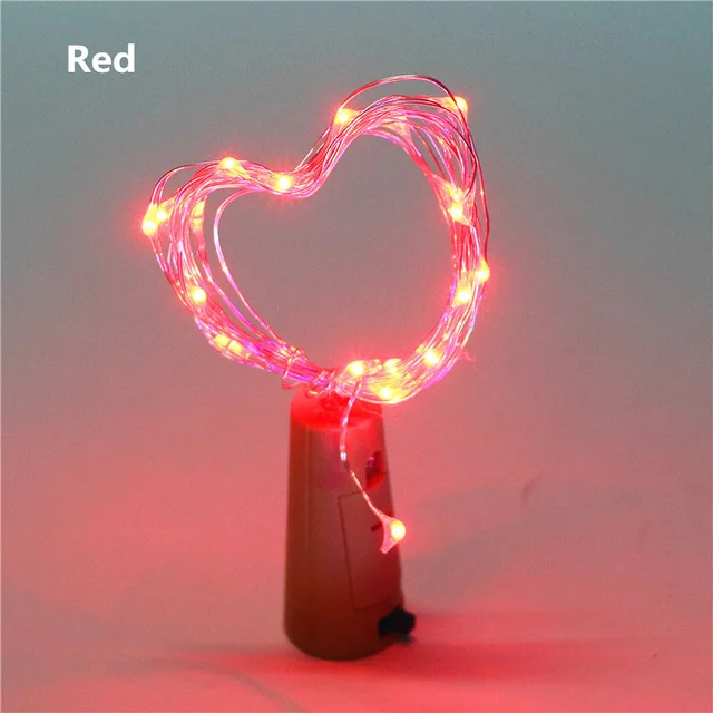 red 1 шт. 2 м 20LED светильники в форме винных бутылок гирлянда сказочные огни пробковая батарея питание Звездное DIY гирлянды цветная стеклянная бутылочка освещение - Испускаемый цвет: red