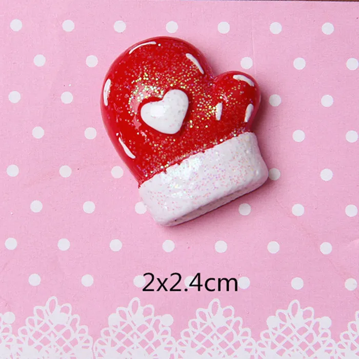 Love heart gloves 10 шт. блестящие перчатки «сделай сам» в рождественском стиле из смолы, материал для украшения шляп, плоское украшение из смолы с плоской спинкой, милые товары ручной работы - Цвет: Love heart gloves