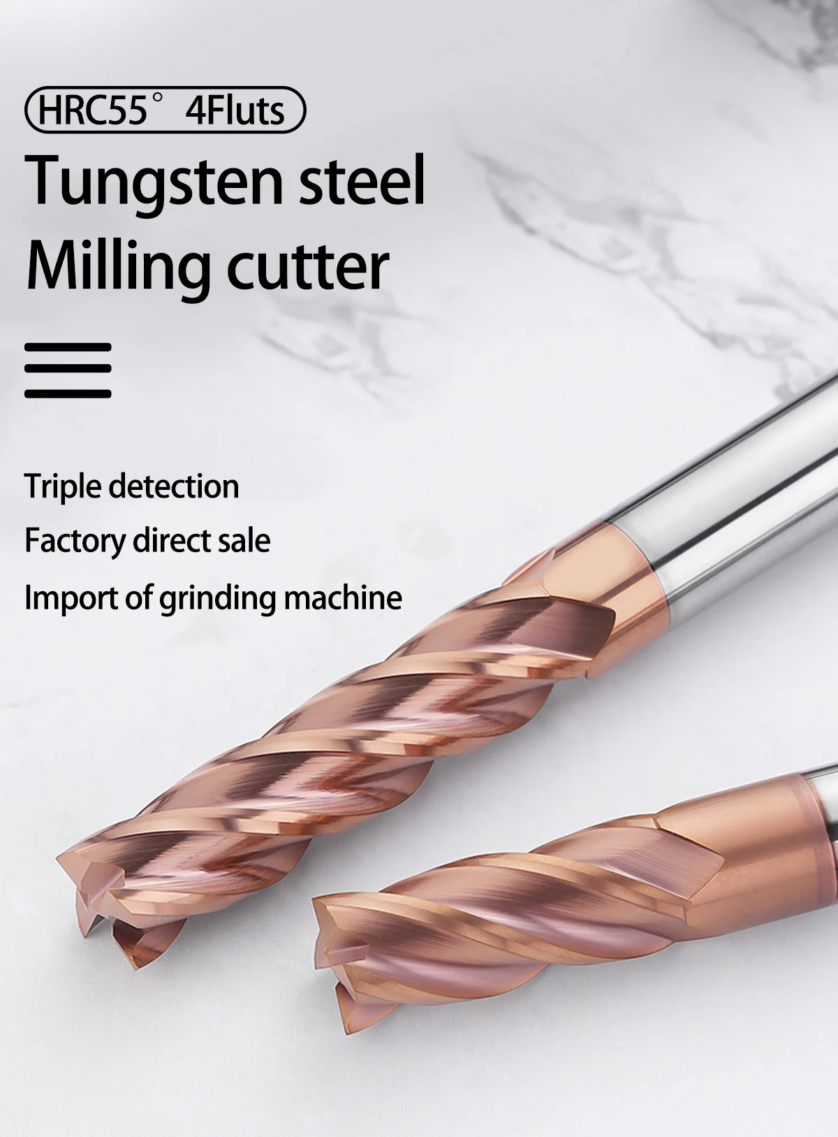 HRC55 Hartmetall-schaftfräser 1 2 4 5 6 8 10 12mm 4 Flöten Fräser Schneiden Eisen Cutter CNC Bearbeitung CNC Schaftfräser Fräser – Detail 1