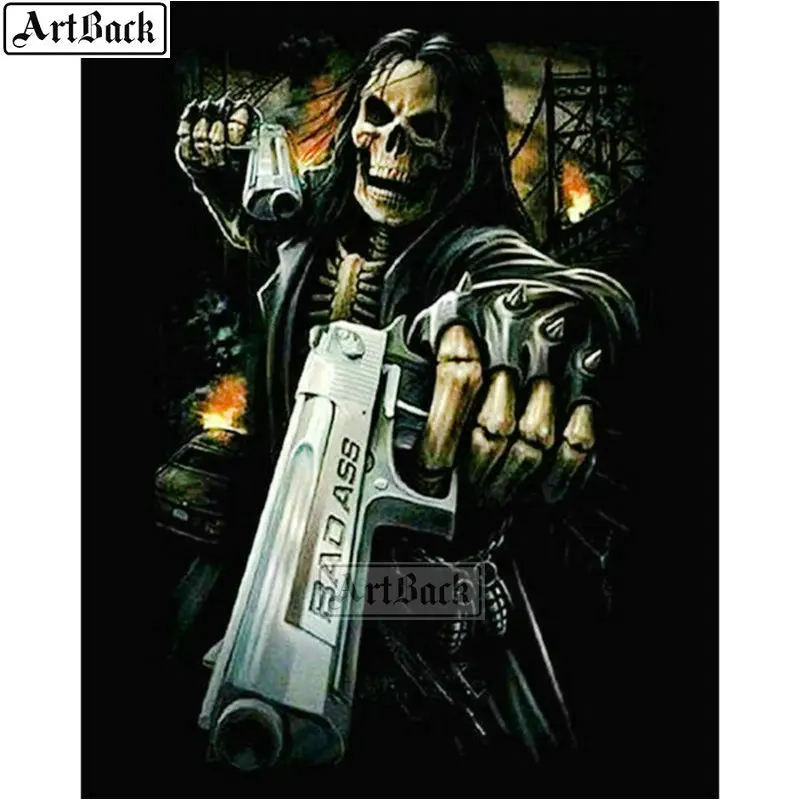 ARTBACK 5d diamond painting skull gun full square / round drill landscape icon diamond mosaic handmade crafts embroidery sticker - Цвет: ARN-947