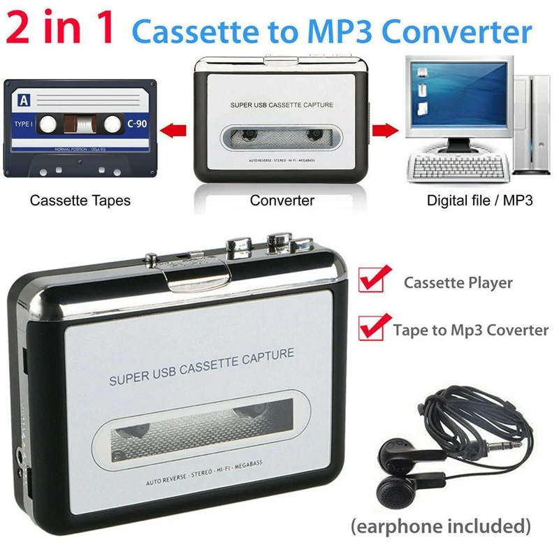 USB Кассетный плеер лента для ПК MP3 CD конвертер захват цифровой аудио музыки на ленте на компьютер ноутбук Mac
