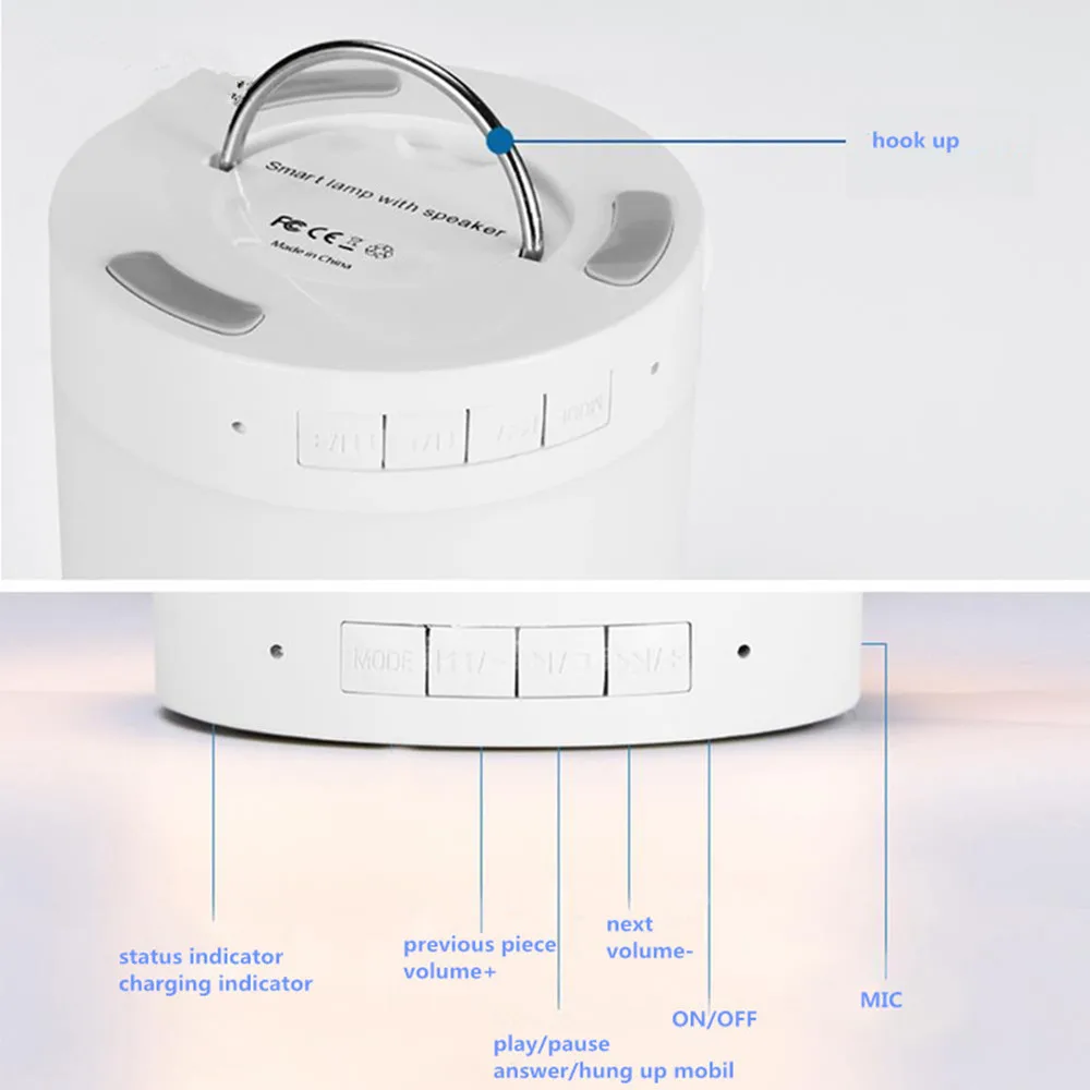 HZFCEW умная RGB Сенсорная лампа управления, Портативный Ночной светильник, bluetooth-динамик, светильник и динамик все в одном, MP3 и sd-карта palyer