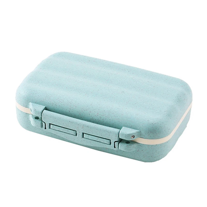 Контейнер для таблеток мини коробка для лекарств Пшеница упаковка для соломки маленький портативный уплотнительное зарядное устройство чехол Коробка для лекарств - Цвет: Небесно-голубой