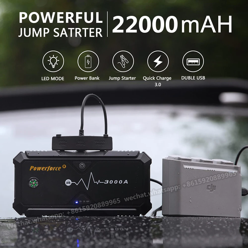 Upgraded Peak Current 3000A Super Safe Car Jump Starter with Quick Charge Auto Battery Booster Power Pack For Car