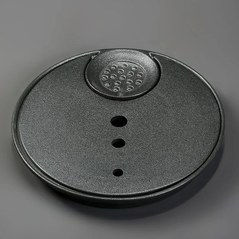 Светло-серый Tang black ceramic retro square small tea tray small dry bubble Japanese Kung Fu water storage tea set natural tea table - Цвет: Светло-серый