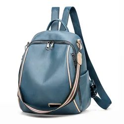 2021 new female waterproof leather backpack anti-theft PU solid color backpack outdoor travel bag student school bag girl