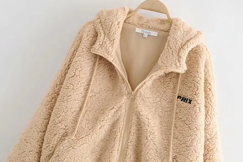 AliExpress женское платье осень и зима стиль свободная версия ягненка плюшевое теплое пальто на молнии с капюшоном