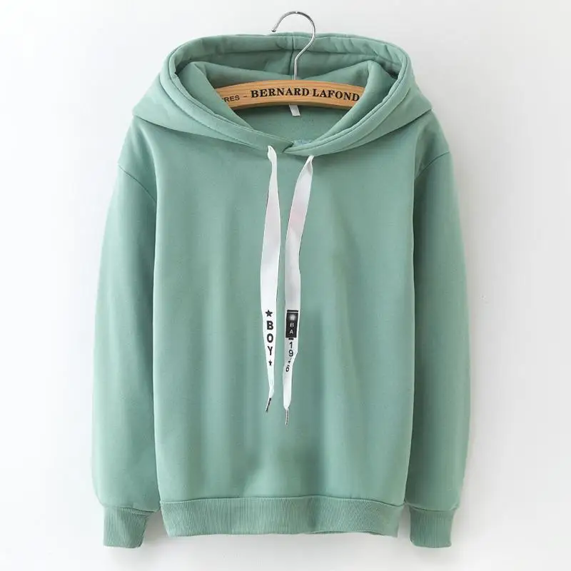 Autumn Winter Fleece Harajuku Pullover Solid Thick Loose Women Hoodies Yellow Ladies Sweatshirts 2 Female Casual Coat - Цвет: XAM48D