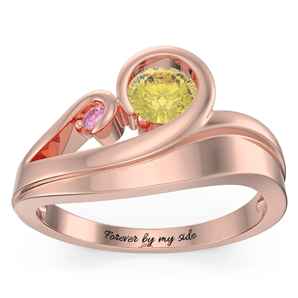 Sweey дропшиппинг персонализированные Swirling Promise кольцо с камнем рождения на заказ элегантное гравированное женское кольцо