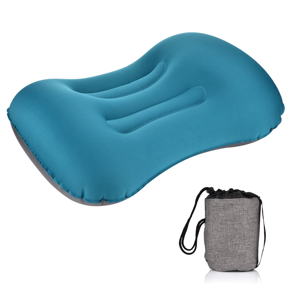 

Ultralight Outdoor Inflatable Pillow Thicken Flocking Square Camping Sleeping Bag Lunch Break Cushion Fold Travel