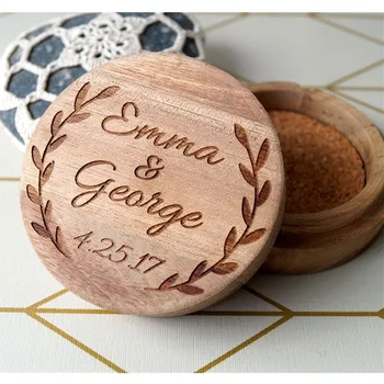 

custom wedding Ring Holder rustic wood ring box Engagement ring box Engraved name date Jewelry Box couple gift wedding keepsake