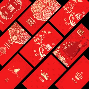 (30 unids/lote) sobre rojo para boda, sobres rojos engrosados de bolsillo para dinero de la suerte, el mejor deseos de Año Nuevo