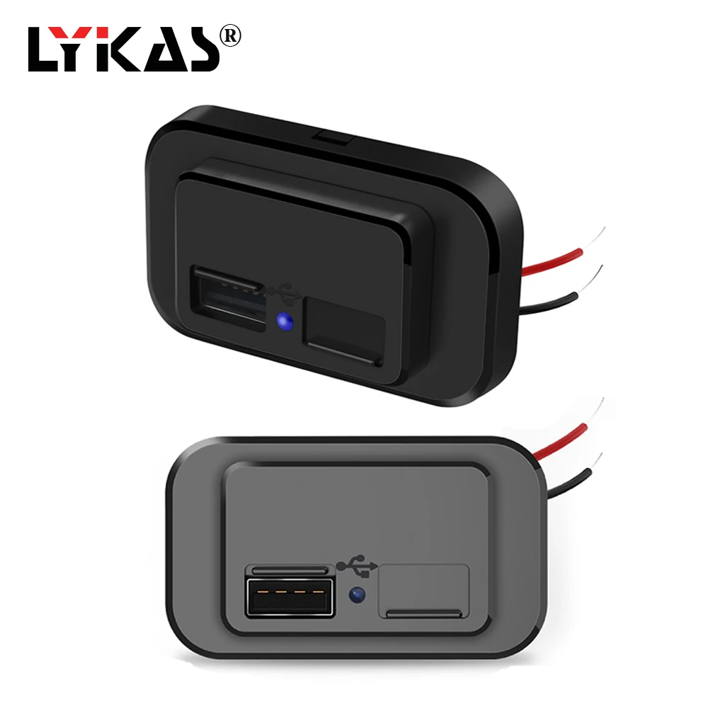 Автомобильное зарядное устройство LYKAS с двумя USB-портами 12 В 24 синим светодиодным