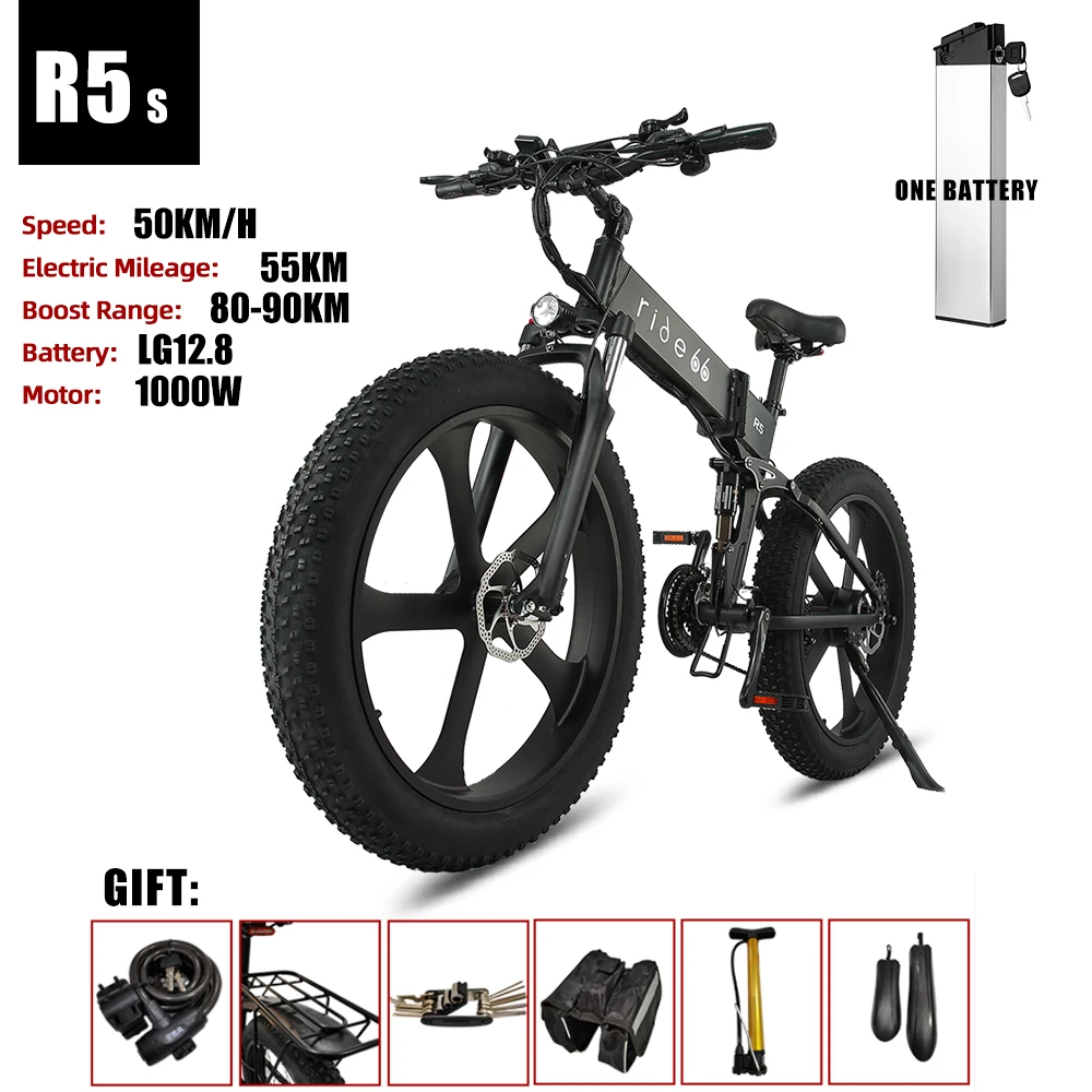 UNCTAD Electric Bikes For Adult 4.0 Fat Tire Bike/1000W 48V Super Power Electric Bikes With Removable Lithium Battery And Battery Charger And Three Working Modes with Rear Seat 