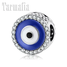 Самодельный подарок из стерлингового серебра 925 пробы, изящные синие Бусины для глаз Enaml, для изготовления ювелирных изделий, подходят для оригинальных женских шармов Pandora, браслетов