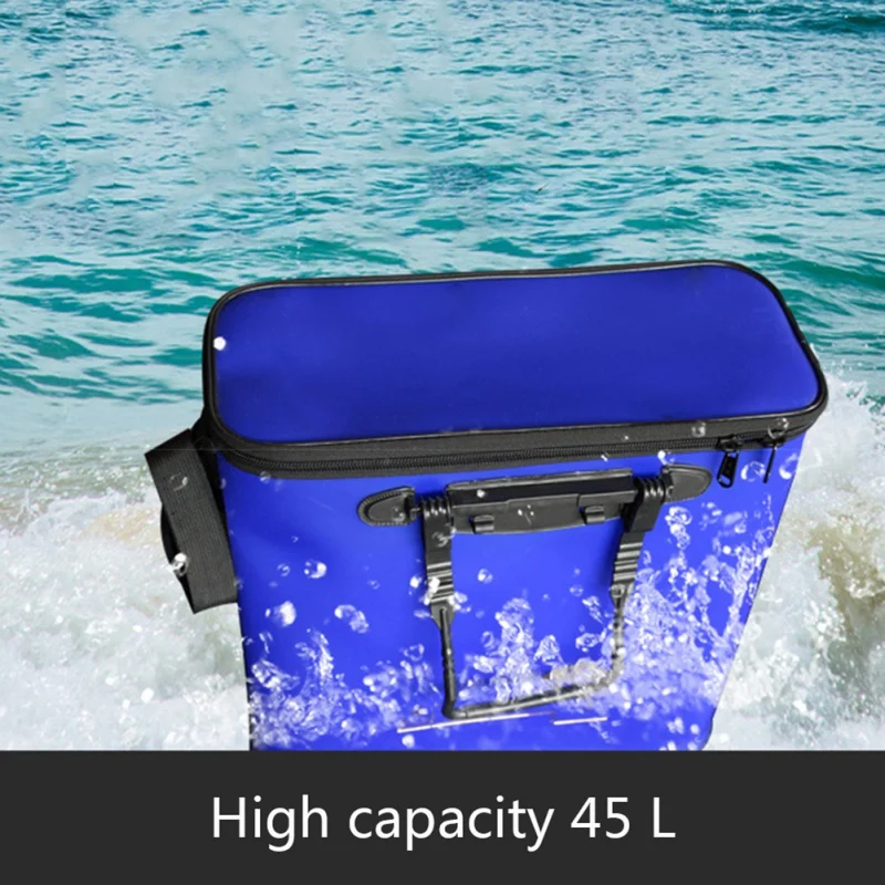

COLLAPSIBLE LIVE FISH WATER CONTAINER EVA FISHING WATER BUCKET FOLDING FISHING WATER TANK WITH BELT FOR CAMPING HIKING FISHING
