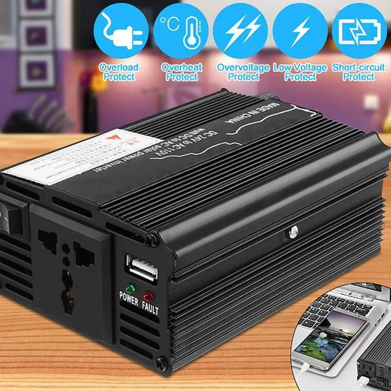 500W и черного цветов, на возраст 12/24V постоянного тока до 110/220V автомобильный Солнечный Мощность инвертор Модифицированная синусоида преобразователь