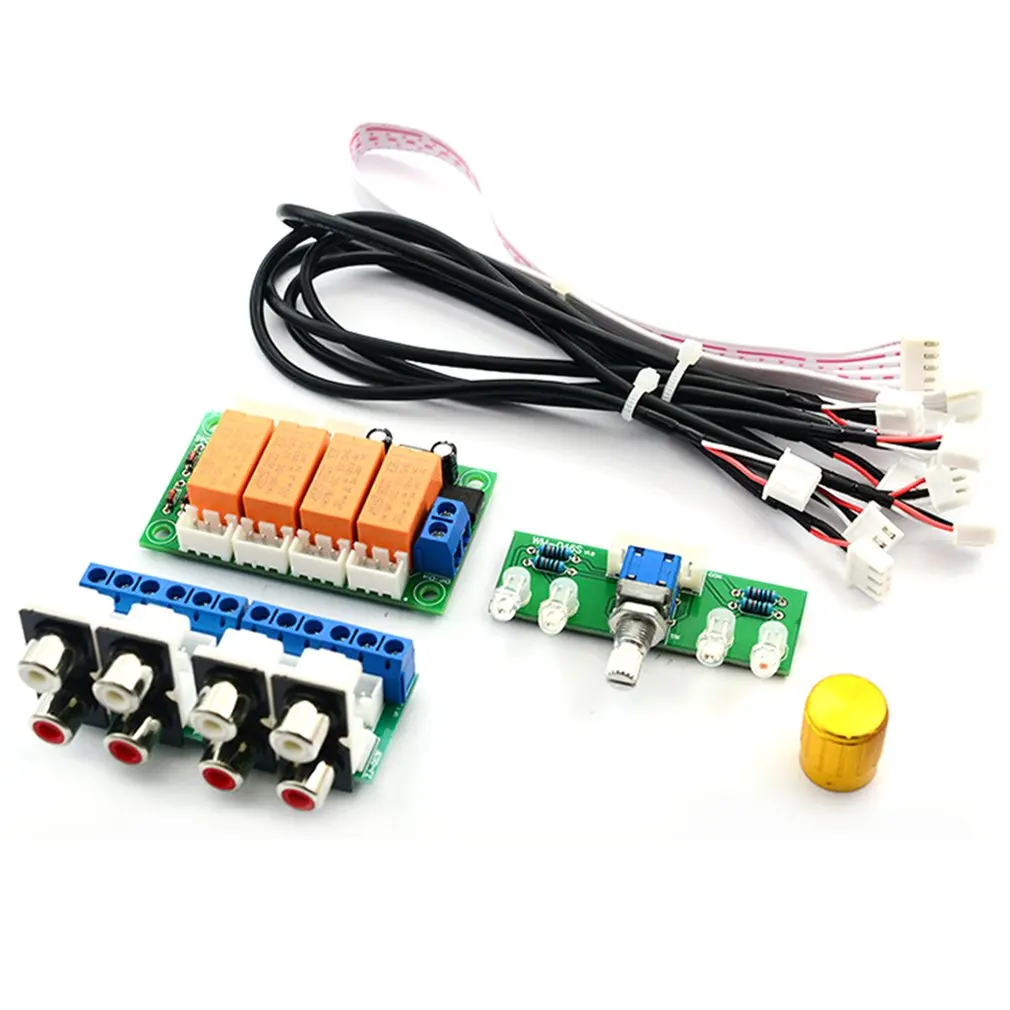 Relay 4-way Audio Input Signal Selector Switching  RCA Audio Input Selection Board of Rotary switching for Amplifiers best integrated amplifier Audio Amplifier Boards