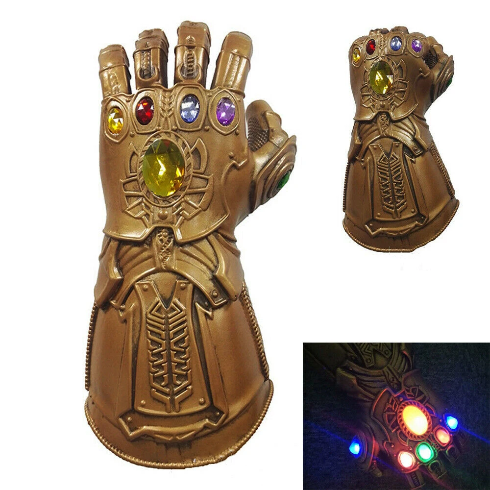 

Kids Adult The Avengers Gauntlet Thanos LED Cosplay Latex Glove Thanos Gloves Halloween Party Costume Props Child Xmas Gifts