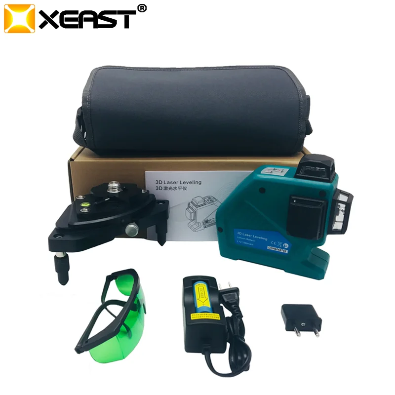 XEAST 12 линий 3D MW-93T-3G лазерный уровень самонивелирующийся 360 горизонтальный и вертикальный крест супер мощный зеленый лазерный луч