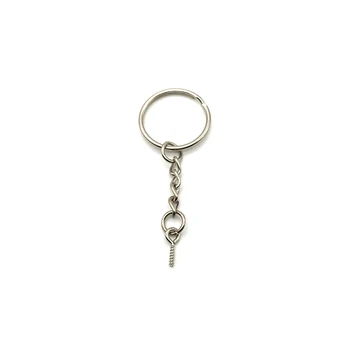 

PARETO 1000pcs 25mm split rings with 4 link chain with screw nickel plated keychain bulk DIY accessories